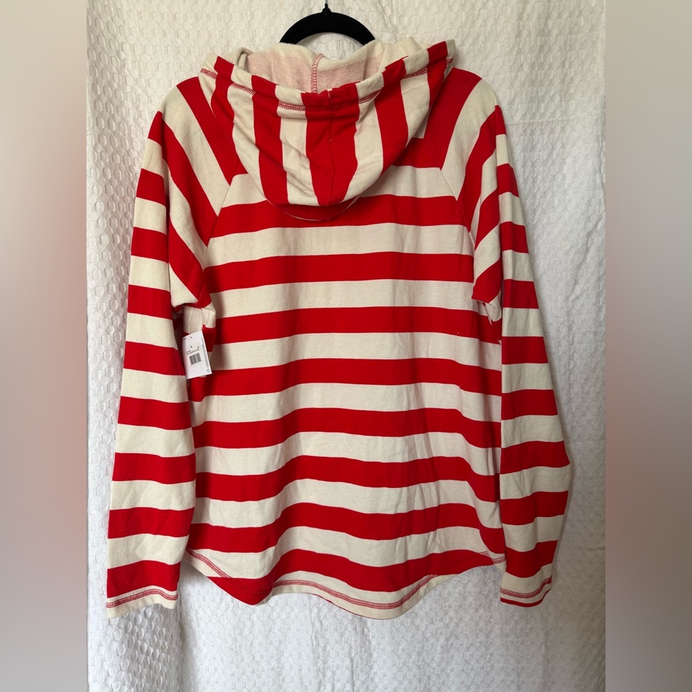 Volcom Striped Pullover Hoodie Red White Sweatshirt Women's XL NWT - Picture 3 of 6